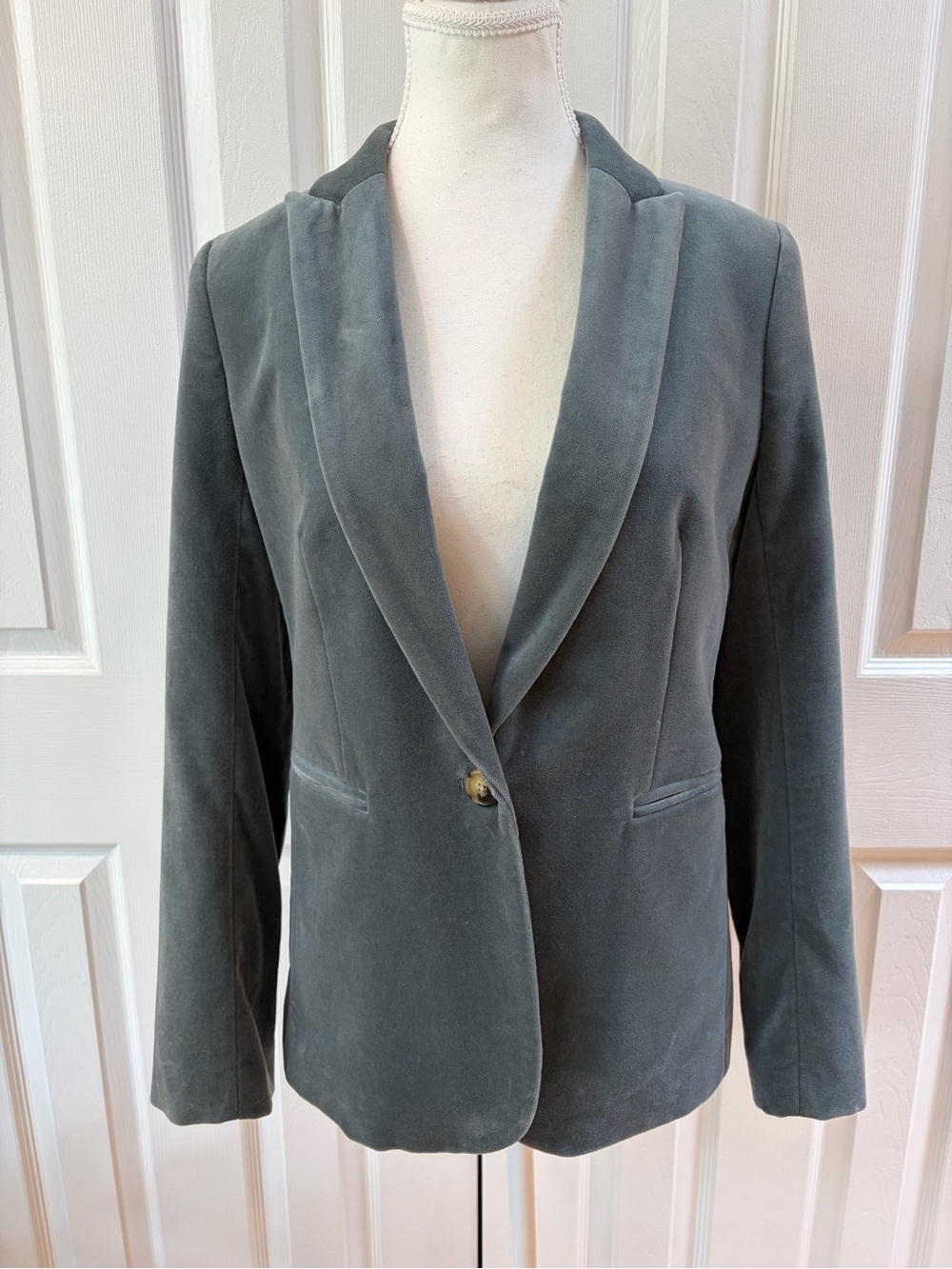 J. Crew Slate Blue Velvet One Button Blazer Size 4